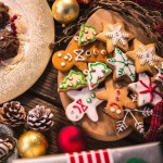 tasty christmas cookies with different shapes