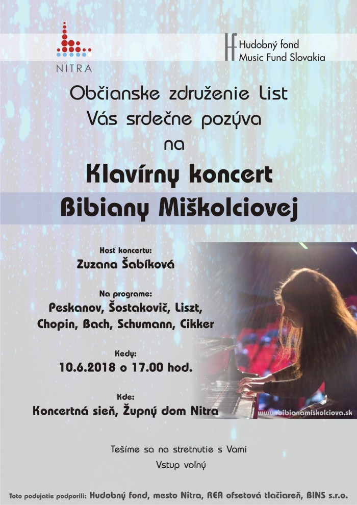 Klavirny koncert Bibiany Miskolciovej plagat