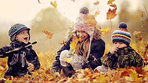 children happy autumn