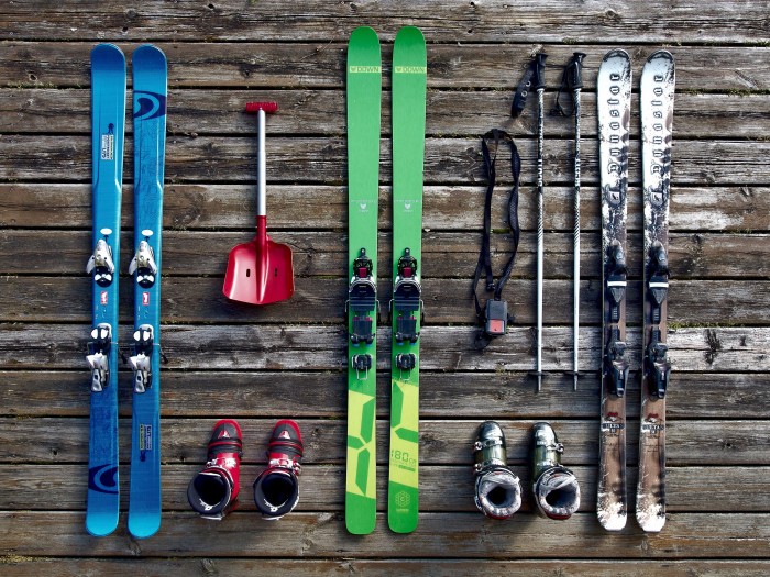 flatlay of skiing equipment 257961