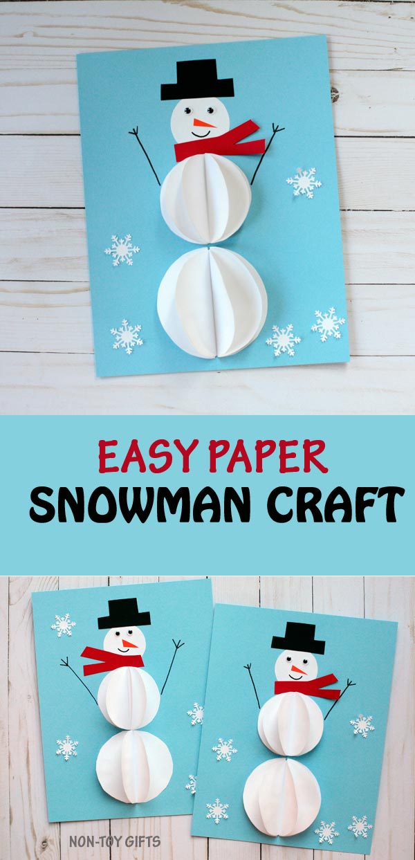 Paper snowman craft for kids