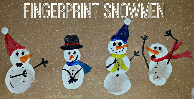 fingerprint snowmen crafts christmas