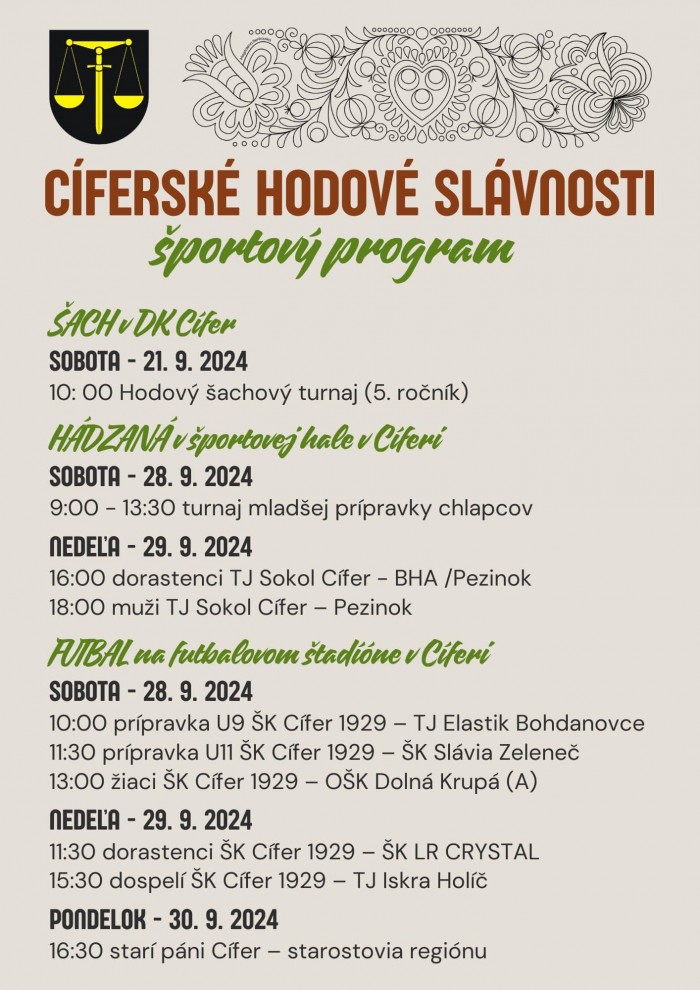 Ciferske hodove slavnosti 2024 sport program