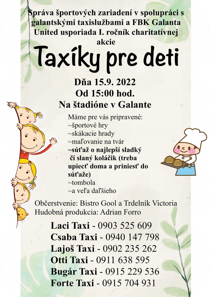 taxiky pre deti Galanta